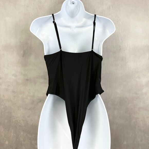 Cheeky High Cut Womens Swimsuit Size Large Black Gold Glam Beach Summer Resort - Picture 2 of 9